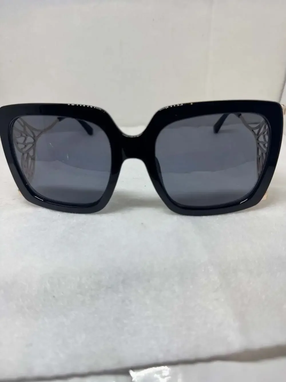 Betsey Johnson Oversized Square Sunglasses with Gold Tone Butterfly Wing Temples